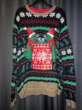Ugly Christmas Sweater Xmas Size XL Dinosaur